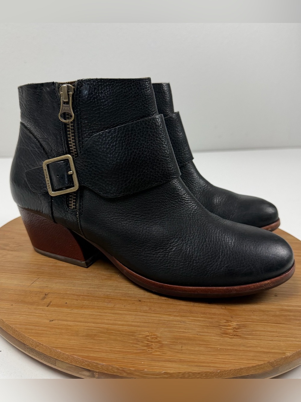 Kork-Ease Isa Black Full-grain Leather Ankle Boots
